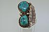 huge vintage native american sterling and 2 turquoise ring
