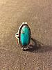 big vintage mid 1970s native american blue green (Bisbee) turquoise ring with beads