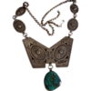 huge gorgeous native american (poss. Hopi)  overlay necklace with spiderweb turquoise signed Keoni