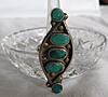 long early vintage native american (poss. Zuni) sterling turquoise inlay ring