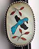 big vtg. zuni bluebird mop turquoise spiny oyster jet inlay sterling ring